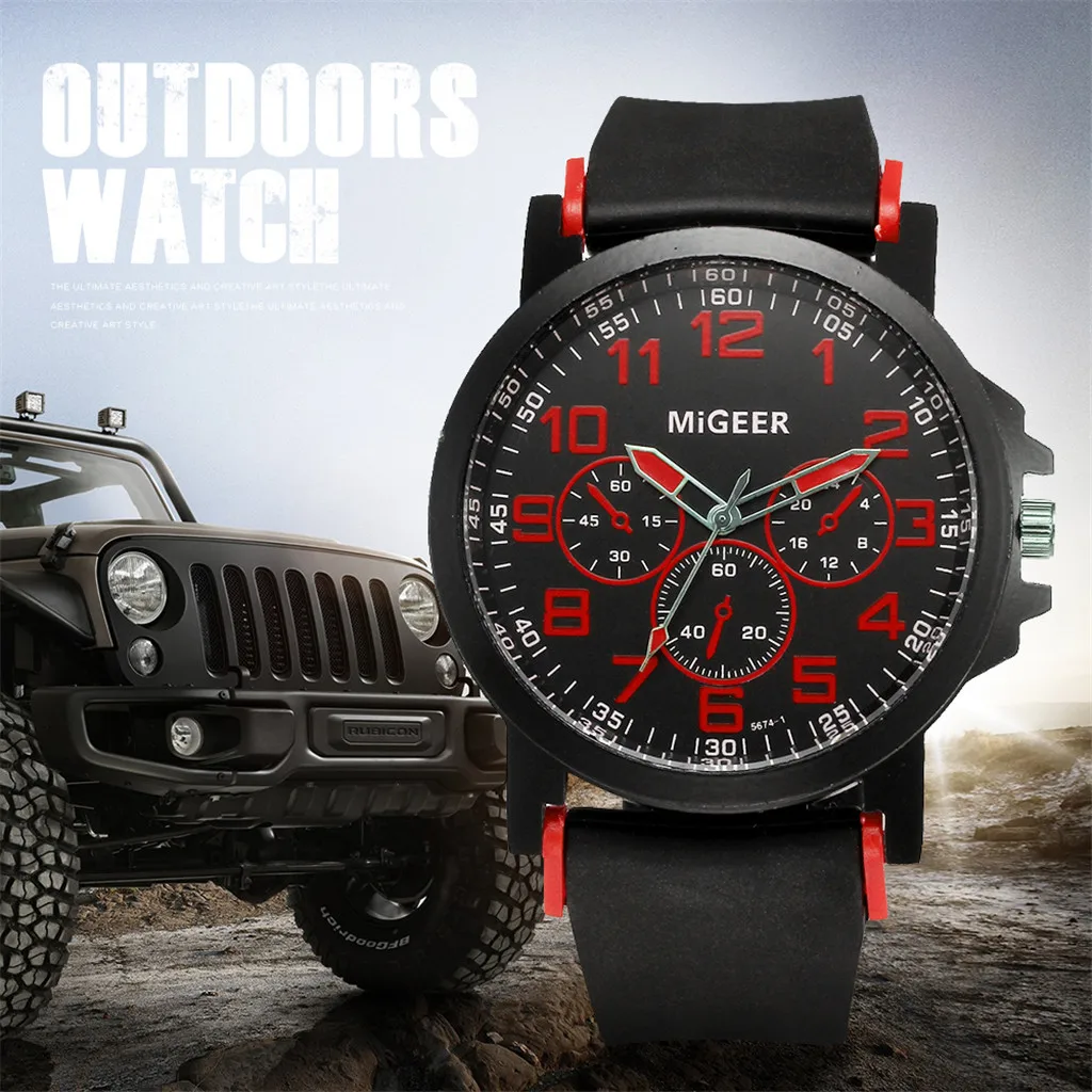 

Classic Black Silicone Belt Stainless Steel Sports Watch Men's Quartz Watch Masculino Reloj Hombre Watch Men