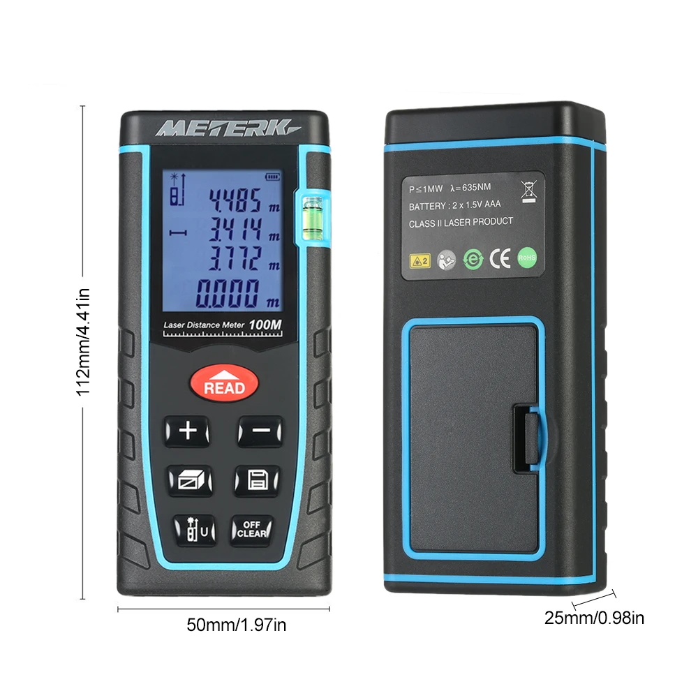 Портативный цифровой лазерный дальномер измеритель расстояния с ЖК-дисплеем