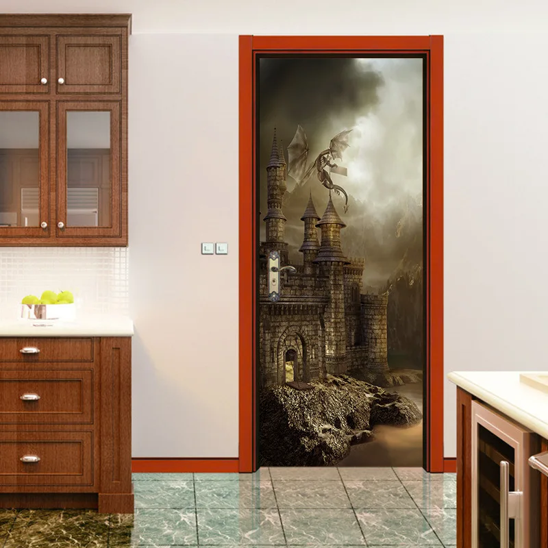 

3D Wars Wallpaper Door Sticker Custom Photo Wall Sticker Boys Bedroom Hotel TV background wall covering Room Home Decoration