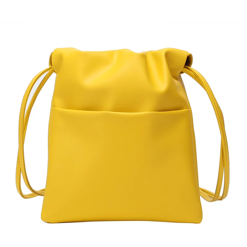 Женская сумка через плечо маленькая на шнурке из мягкой кожи | Багаж и сумки