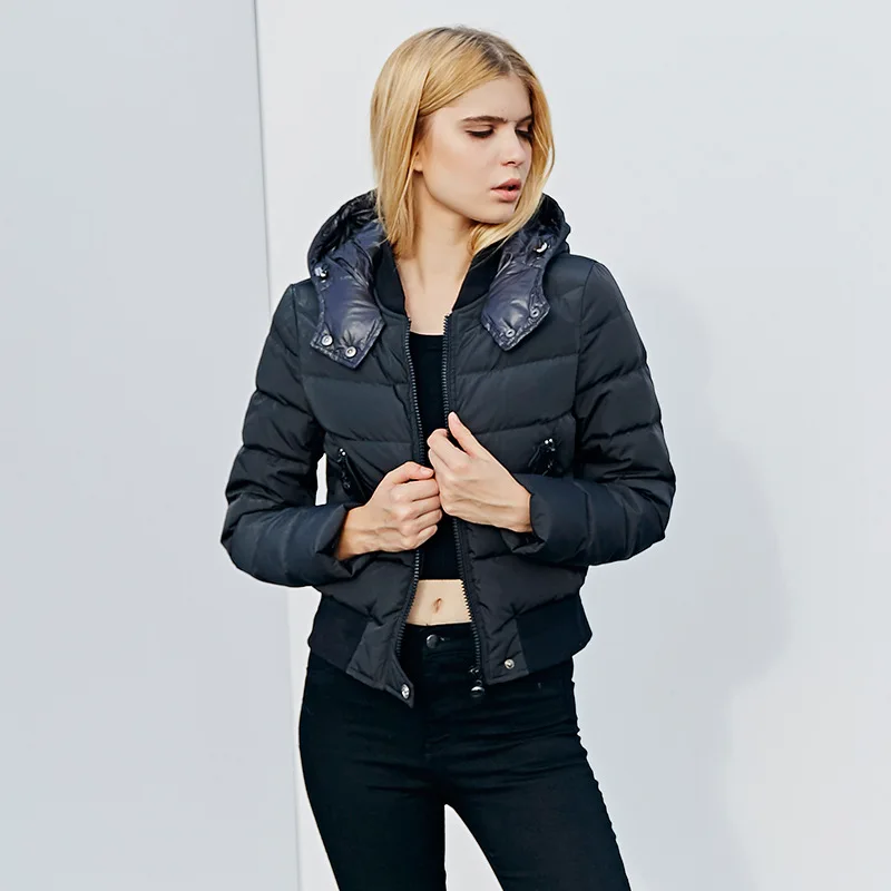 2017 Новинка зимы Подпушки куртка мода талии короткие тонкие пункт теплый дикие