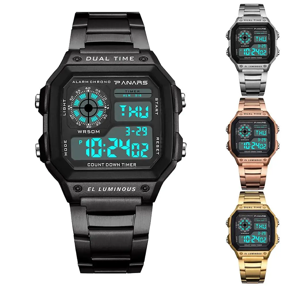 Горячее предложение! Мужские Электронные Водонепроницаемые наручные часы с
