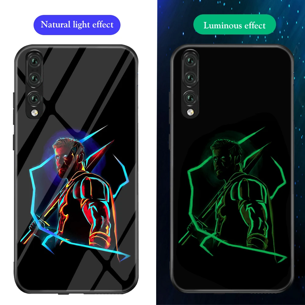 6 Ciciber Марвел Железный человек для huawei P30 P20 mate 20 Lite Pro светящиеся чехлы из закаленного стекла для Honor 10 Lite Чехол Дэдпул - Цвет: 6