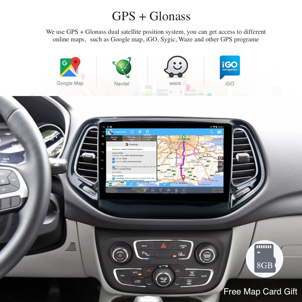 Android 8 0/7 1 2 din Автомобильный dvd-плеер для Jeep Compass 2017 2018 8-ядерный IPS экран 4 Гб Ram + 32 ГБ