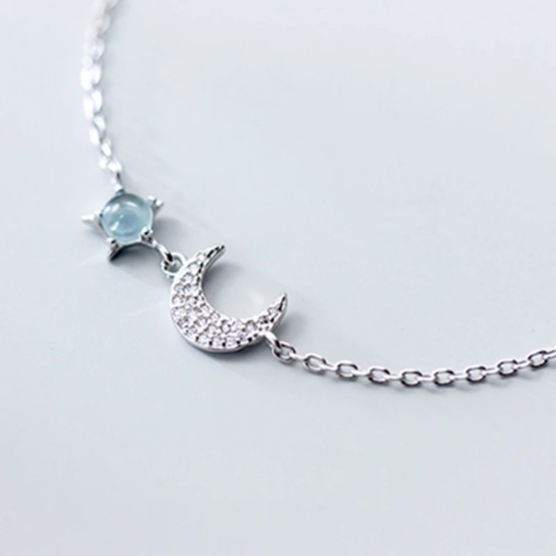 Новый настоящий браслет-цепочка из стерлингового серебра 925 пробы с Луной и