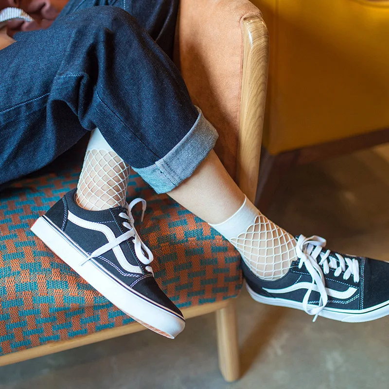 Летние женские сексуальные носки в сетку Короткие сетчатые белые ажурные