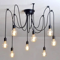 vintage pendant lamp modern black spider diy cord hanglamp e27 adjustable living room lighting kitchen light fixture nordic lamp