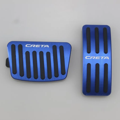 2PCS Blue Color Новое поступление, алюминиевая Автомобильная педаль тормоза, крышка топливной педали, замена для hyundai IX25 Creta,,,, аксессуары - Color Name: 2PCS Blue Color