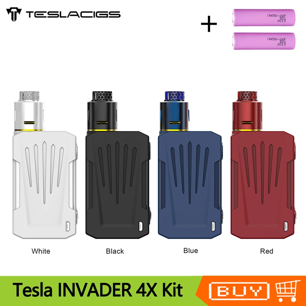 Оригинальная электронная сигарета Tesla Invader 4X VV вейп набор 280 Вт бокс мод с 25 мм