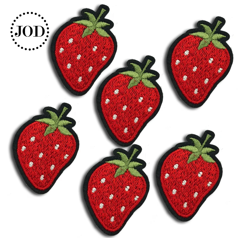 

6 Pieces/Lot Strawberry Embroidery Mini Stickers Iron on Patches for Clothing Badges Fabric Small Patch Clothes decorative JOD