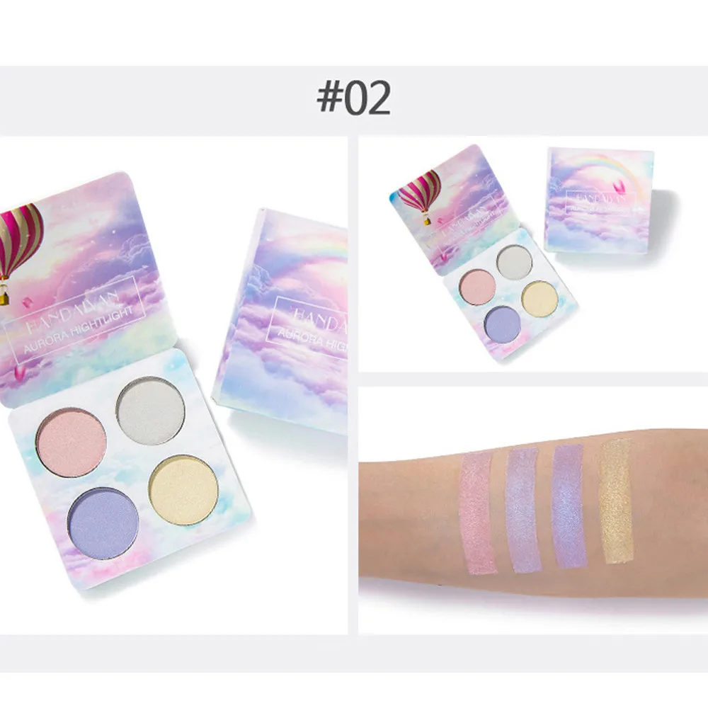 Shimmer Highlighter Facial Palette Face Contour Powder Body Base Illuminator Highlight Cosmetics Bronzer Highlighter 4 Colors