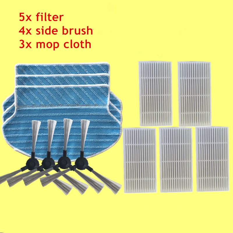 Сменный комплект для Proscenic 780t(s) 790T JAZZ/KAKA Hepa Filter x5 + боковая щетка x4 тряпочка швабры