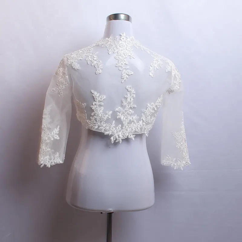 Новинка 2017 высококачественное кружевное болеро с рукавом 3/4 для свадьбы куртка
