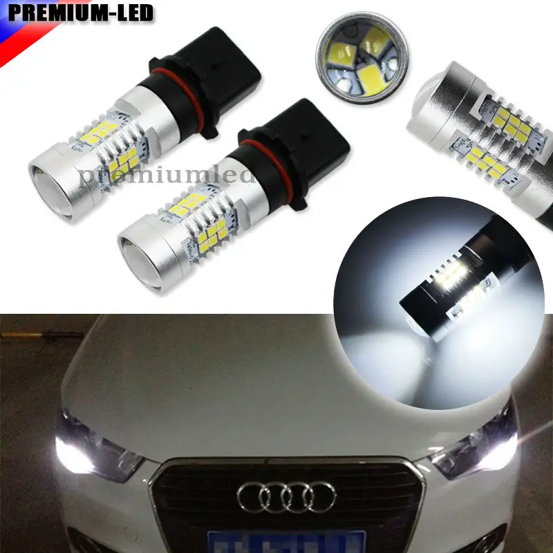 (2) Ксеноновые белые светодиодные лампы P13W для 2008 2012 Audi A4 Q5 дневные ходовые огни