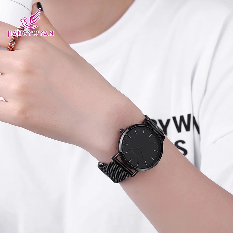 Для женщин часы Топ Элитный бренд Мода Кварцевые женские черный кожаный браслет