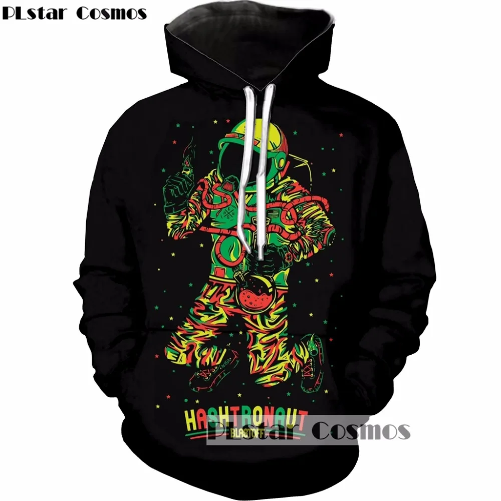 

PLstar Cosmos Free shipping 2018 New Fashion 3d Hoodies Funny Astronaut Print Men Women hooded sweatshirt Tracksuits