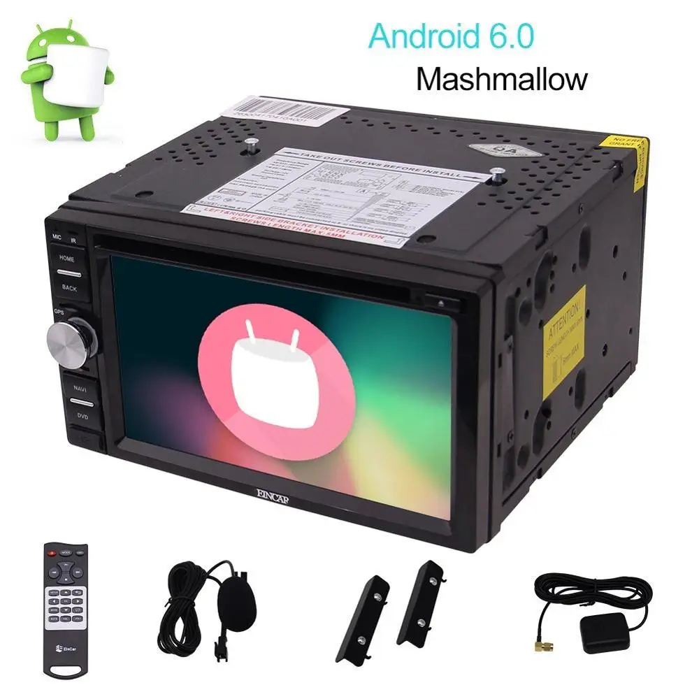 Eincar 6 2 ''автомобильный стерео andriod6.0 двойной din четырехъядерный радио с dvd