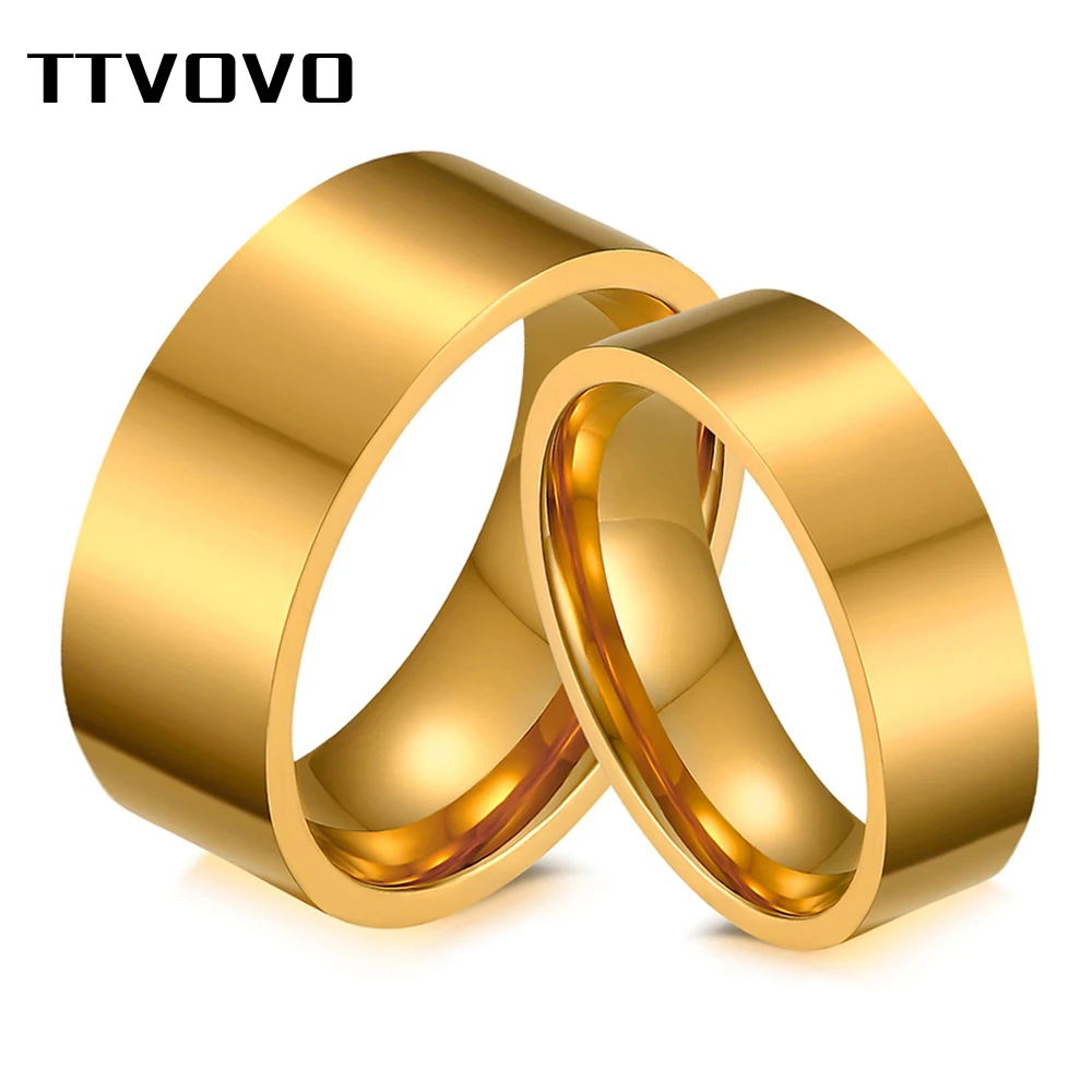 TTVOVO 6 мм 8 золотого цвета из нержавеющей стали обручальные кольца для женщин