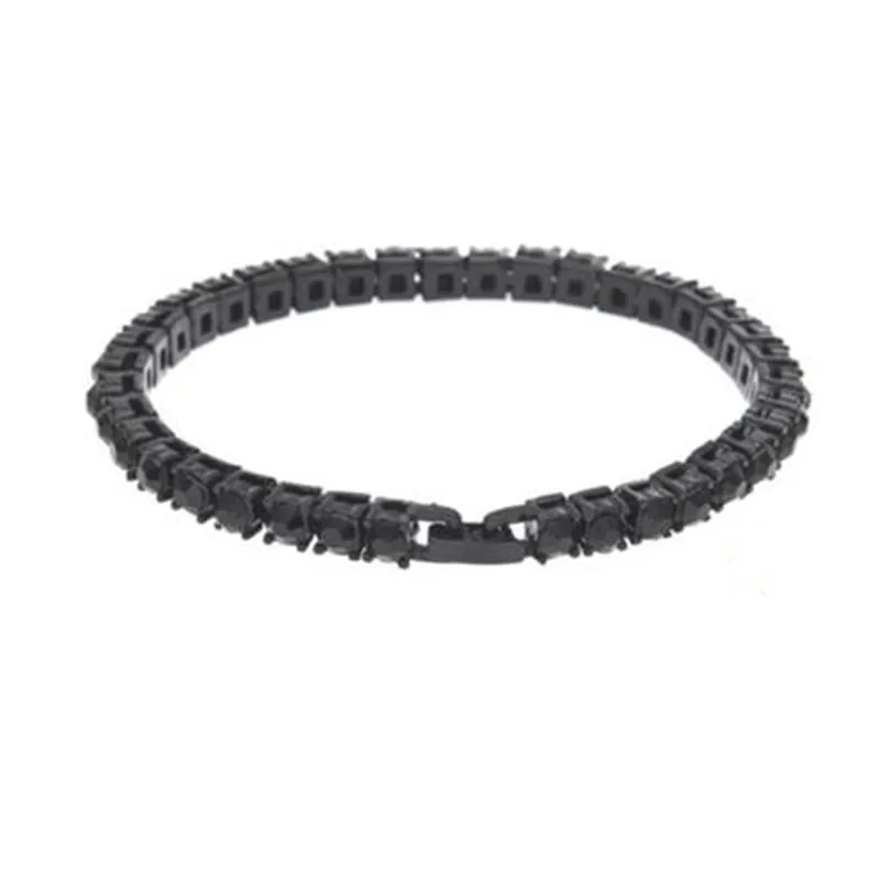 Один ряд Bling Iced Out мужской циркониевый Теннисный браслет-цепочка для женщин и мужчин CZ звено цепи хип-хоп ювелирные изделия золото серебро черный цвет