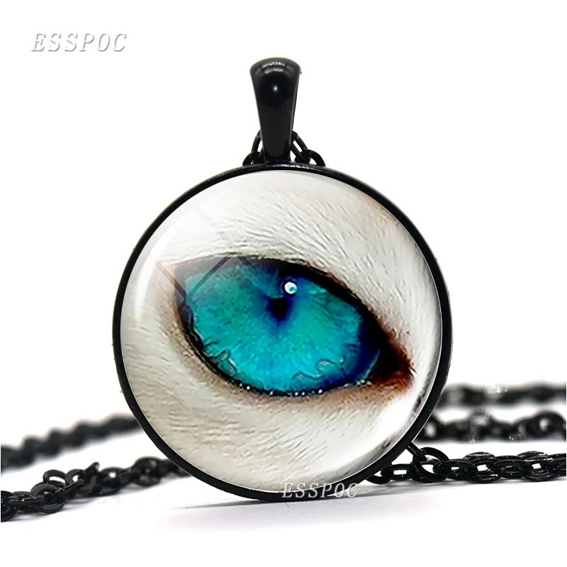 Ожерелье от сглаза в стиле стимпанк стеклянный кабошон с фото черная цепочка