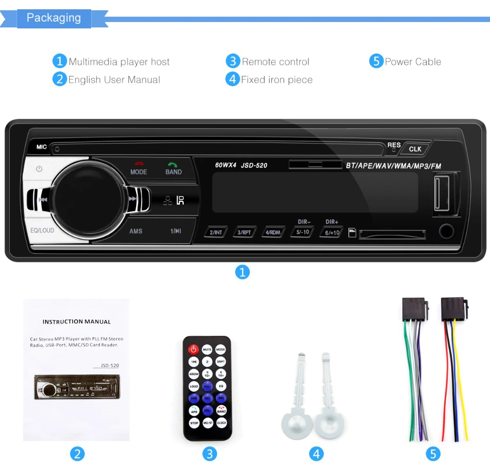 LTBFM JSD520 Авторадио Bluetooth автомобильное стерео радио 1 Din Авто Радио FM USB AUX вход SD приемник Автомобильный mp3 плеер дистанционное управление