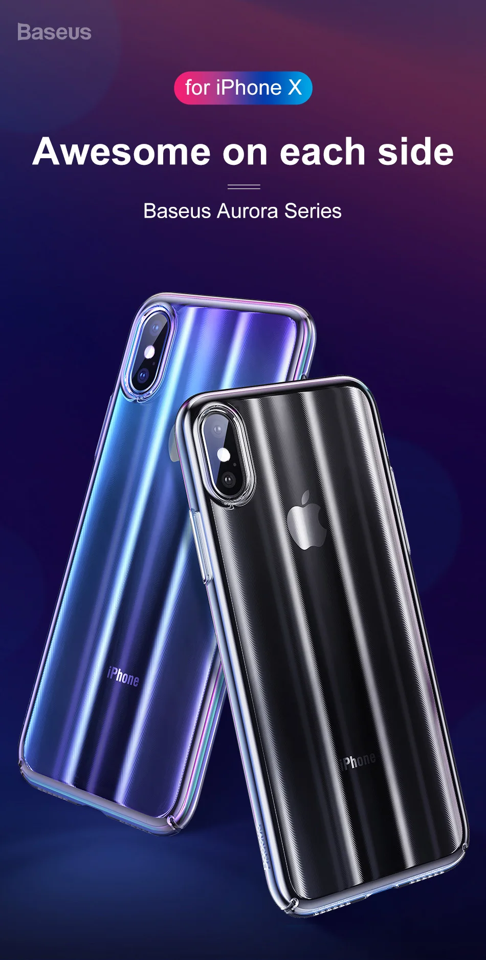 Baseus Роскошный чехол для телефона для iPhone X чехол ультра тонкий чехол градиент Красочные Чехлы для телефона для iPhone X Чехол протектор чехол