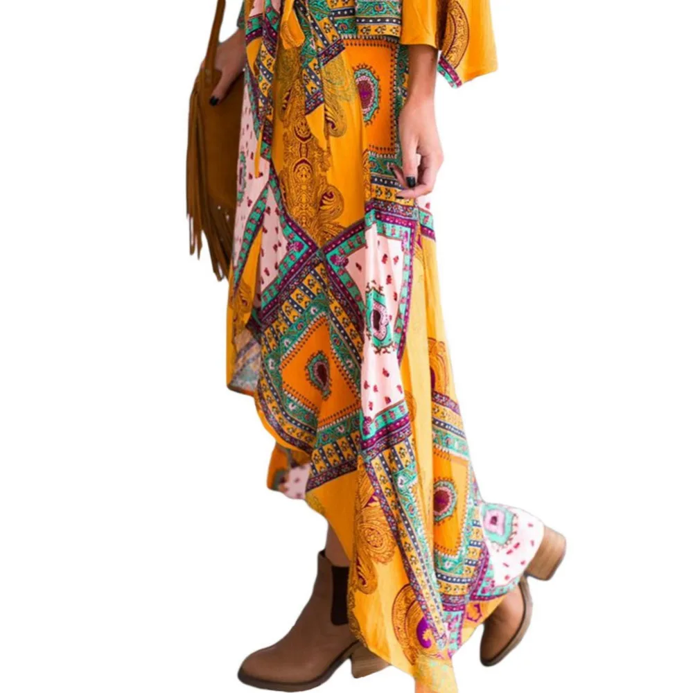 Женская Асимметричная юбка макси с Бохо принтом Длинная пляжная в Африканском