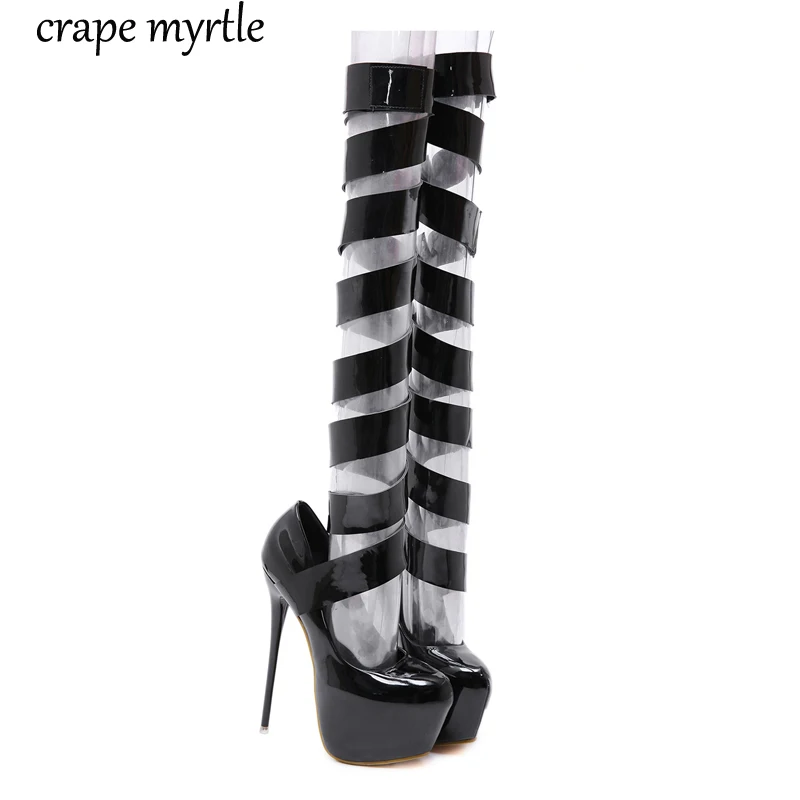 Пикантные туфли лодочки на высоком каблуке 16 см с ремешком щиколотке женская