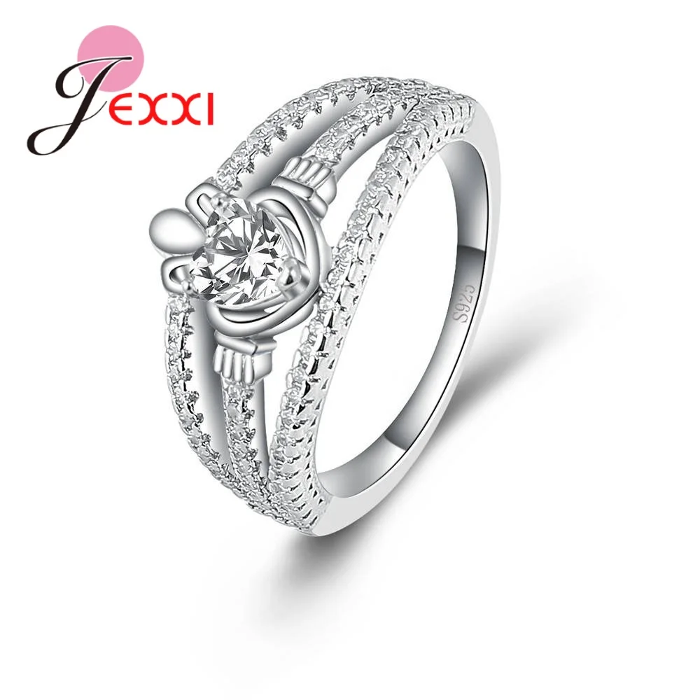 

Unique Heart Shape Ring 5A Zircon Crystals 925 Silver Engagement Wedding Women Rings Bridal Jewelry