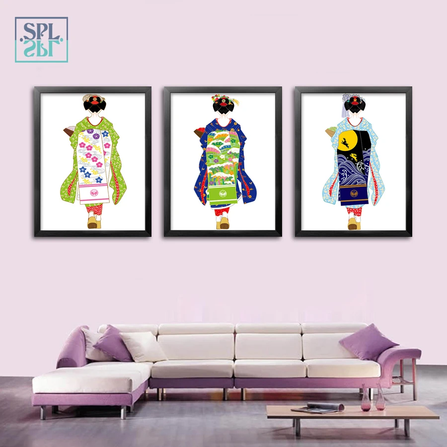 Кимоно плакаты для девочек японский стиль постеры винтажное настенное искусство