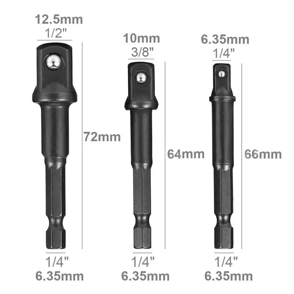 3PC Steel Ball Post +4PC Reducer Sleeve 1/2 3/8 1/4 Conversion To Square Head Adapter | Инструменты
