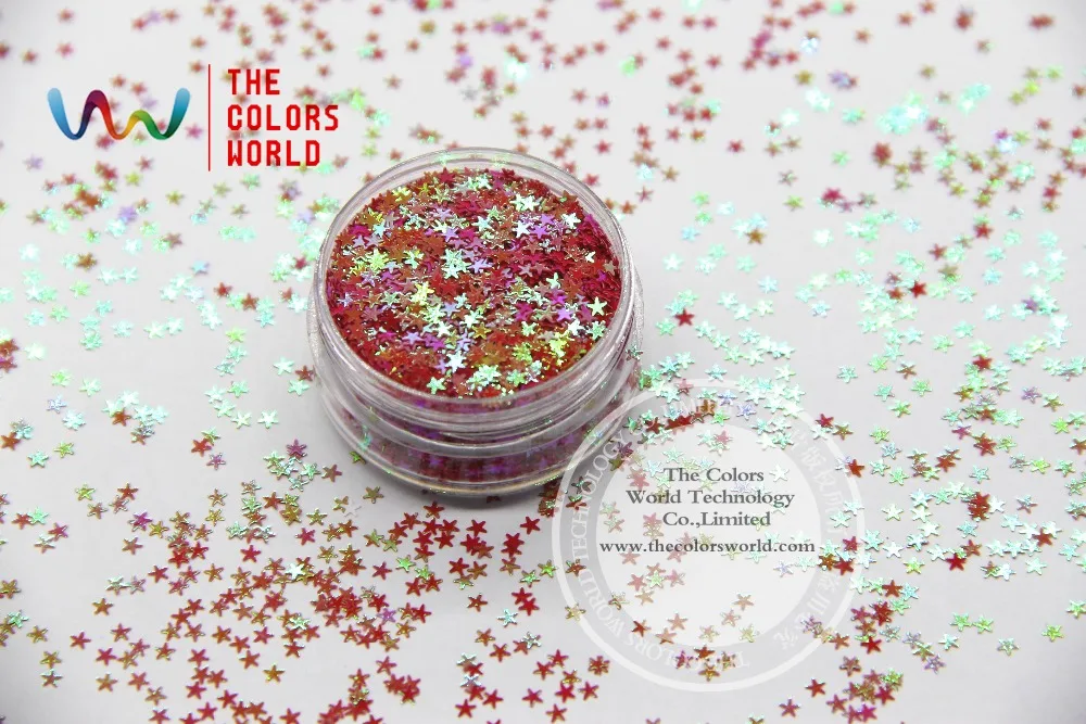 TCI08 перламутровый Радужный красный цвет в форме звезд 2 5 мм размер блеск для