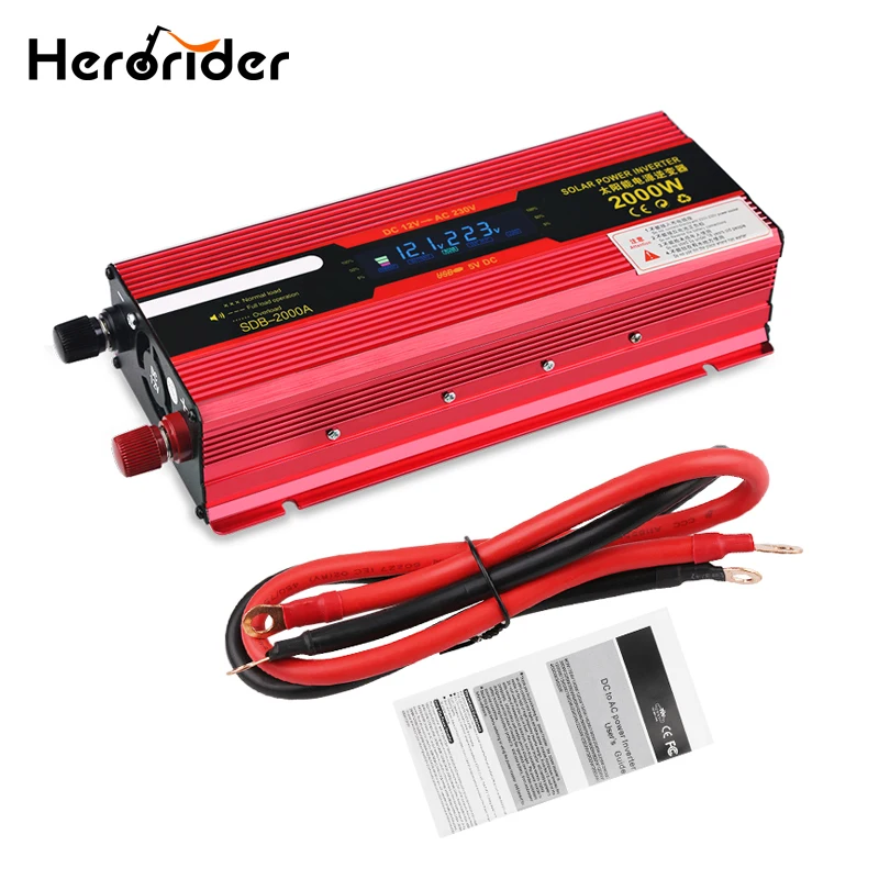 

Solar Power Car Inverters 2000w 12v 220v 110v Car Power Inverters DC Voltage Transformer Car Converter 24v LCD Display