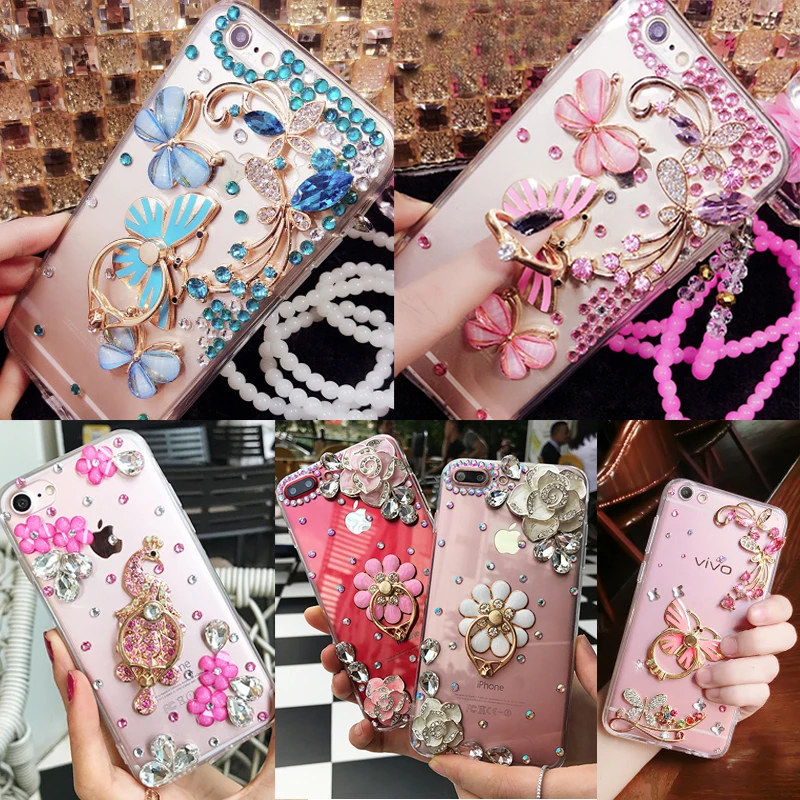 Beautiful Shiny Jewelled Stand Phone Holder Cover Clear Case For LG G7 G6 G8 Q7 Q6 V20 V30 V30S V40 V50 Stylo 4 Cases |
