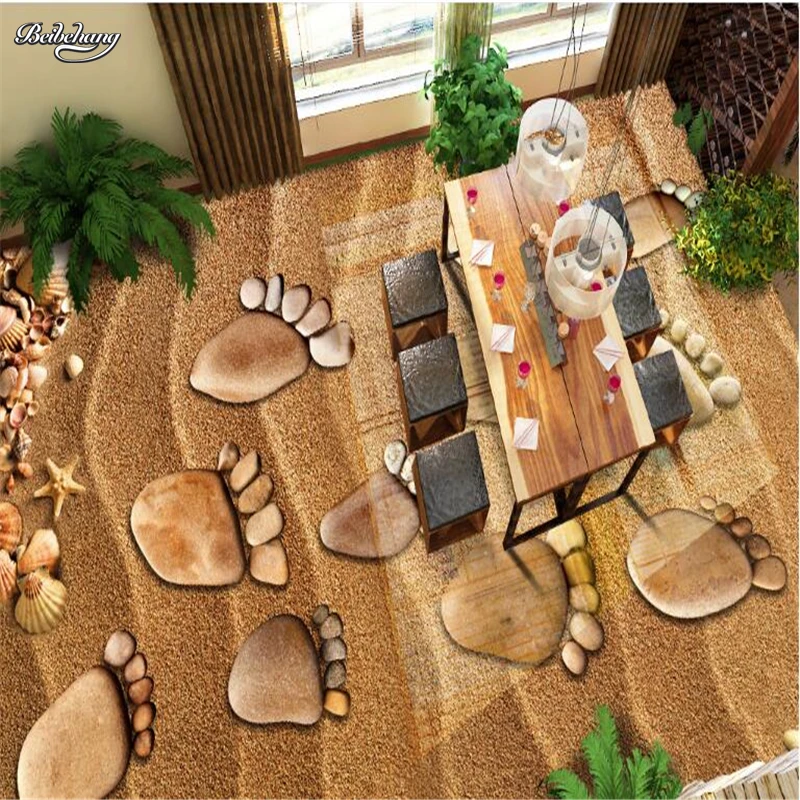 Объемные фотообои на заказ 3D пляжная галька печать ног напольная плитка плотная