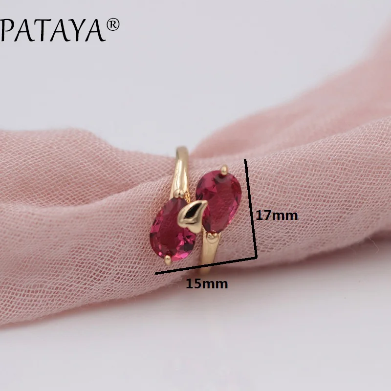 PATAYA, Новое поступление, бренд 585, розовое золото, кольца, роза, красная, двойная Капля воды, натуральное женское кольцо с цирконом, Трендовое, ювелирное изделие для свадебной вечеринки
