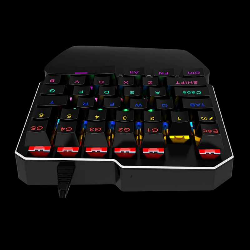 Портативная игровая клавиатура проводная профессиональная мини 7 цветов с