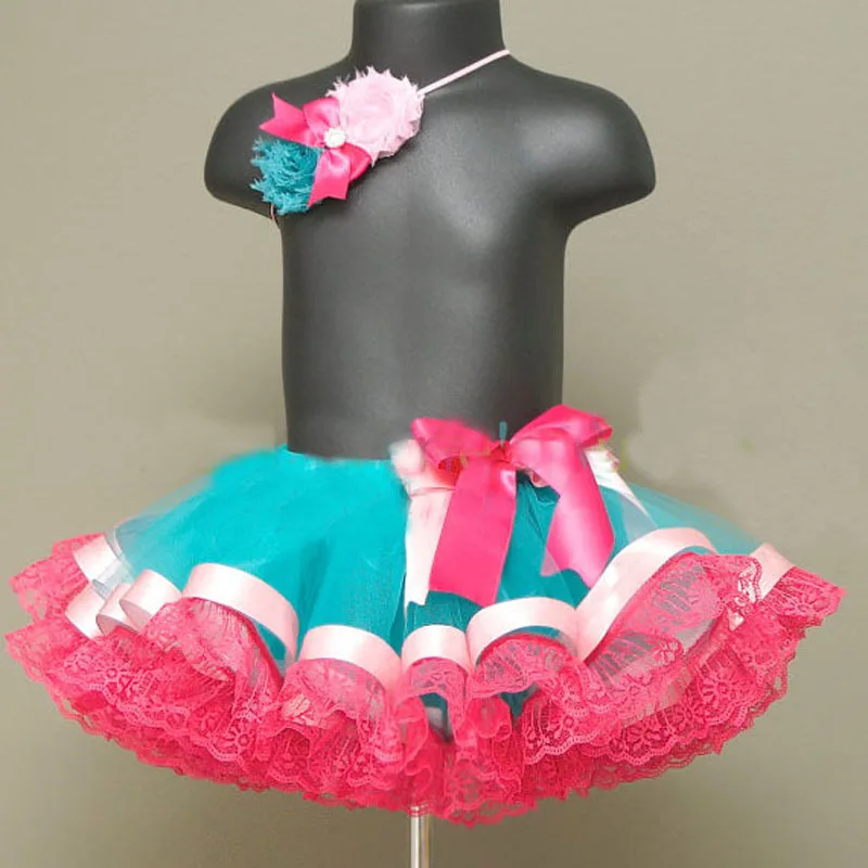 Лидер продаж розничная продажа детская юбка пачка с лентами милая трехслойная