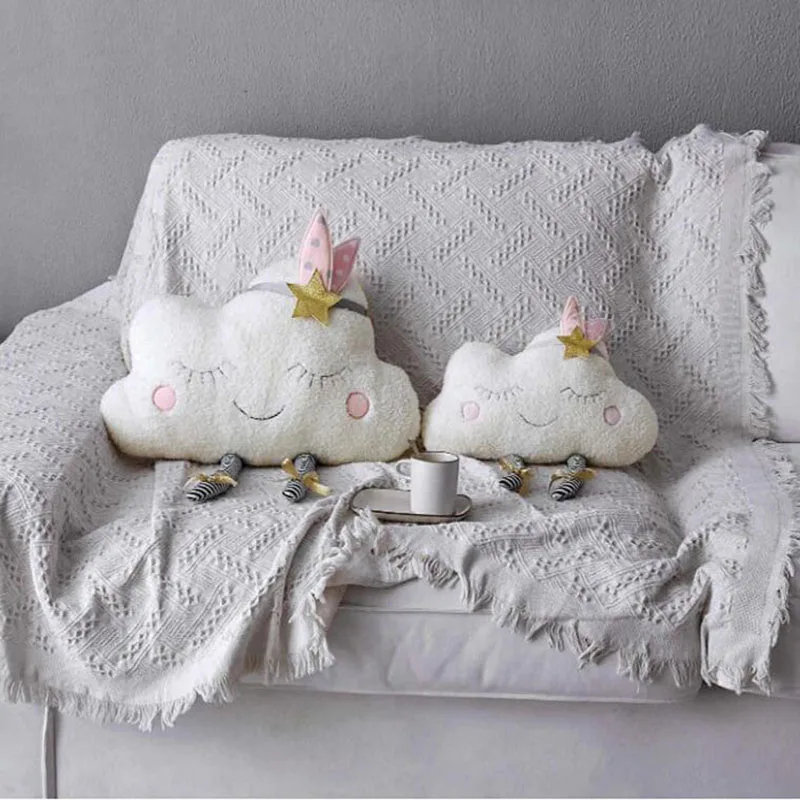 

Ins Cloud Plush Pillow Baby Comfort Pillow Embroidered Blind Pillow Sofa Furnishings Children's Room Decoration Girl Gift