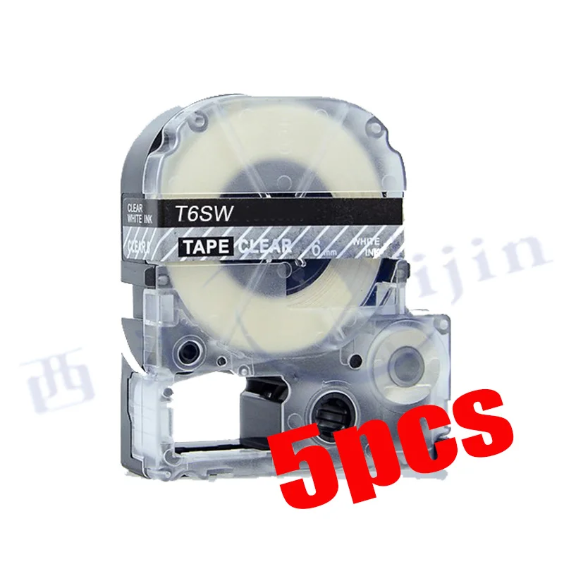 Xijin 5pks/серия совместимые 1/4 &quotбелый на ясные st6sw метка работа tepra kingjim 6 мм x 8 м