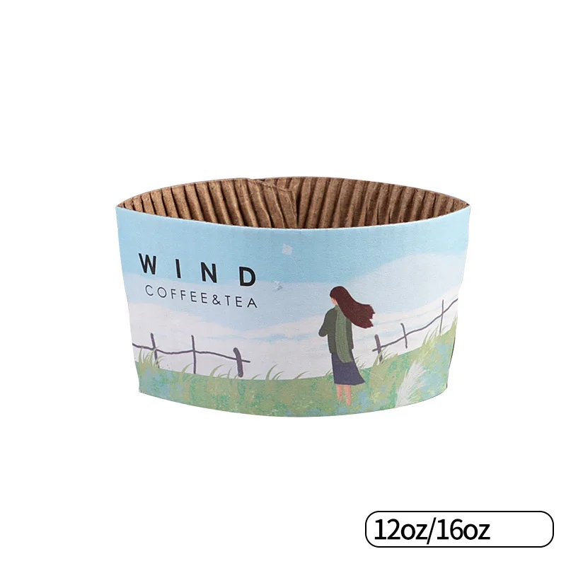 wind 50 шт чашки с длинными рукавами для детей возрастом от 12/16 унций одноразовые чашки 7 узор двухслойная коробка гофрированной бумаги для кофе, чая, стаканчиков с защитой от перегрева по индивидуальному заказу - Цвет: wind