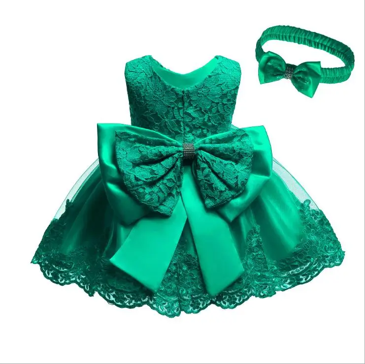 Emerald Белое, румяное, розовое, цвета слоновой кости От 1 до 2 лет платье для маленьких девочек на день рождения, крещение - Цвет: Emerald