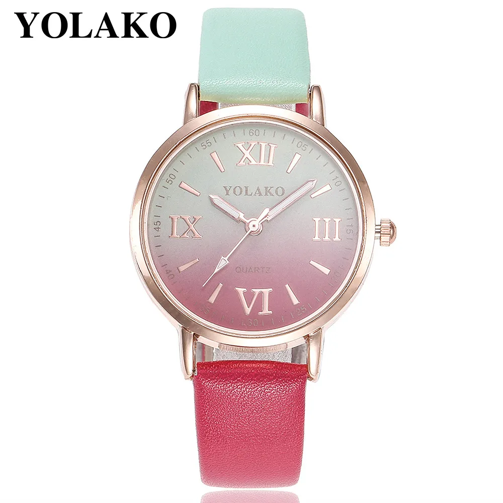 Women Retro Gradient Rainbow Leather Belt Roma Watch Casual Ladies Sport Quartz Watches relogio feminino erkek kol saati | Наручные часы