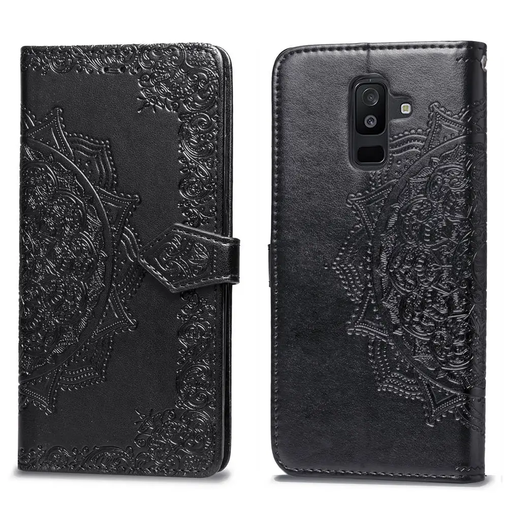 Роскошный чехол кошелек из искусственной кожи с цветком Datura для Samsung Galaxy A6 Plus 2018