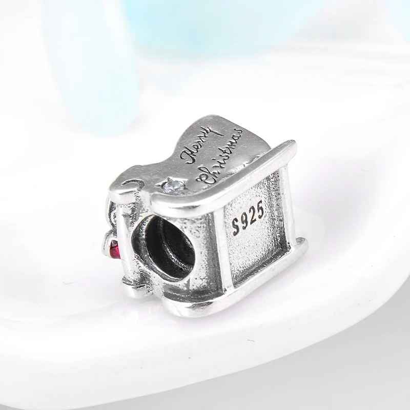 Happy Christmas Wave hands Santa Claus sled из стерлингового серебра 925 пробы Подвески бисера