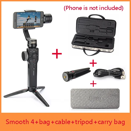 Smooth 4 w carry bag Zhiyun Smooth 4 3-осевой ручной шарнирный стабилизатор для камеры для iPhone X 8 7 Plus 6 Plus samsung Galaxy S8+ S8 S7 S6 S5, гладкая 4 - Цвет: Smooth 4 w carry bag