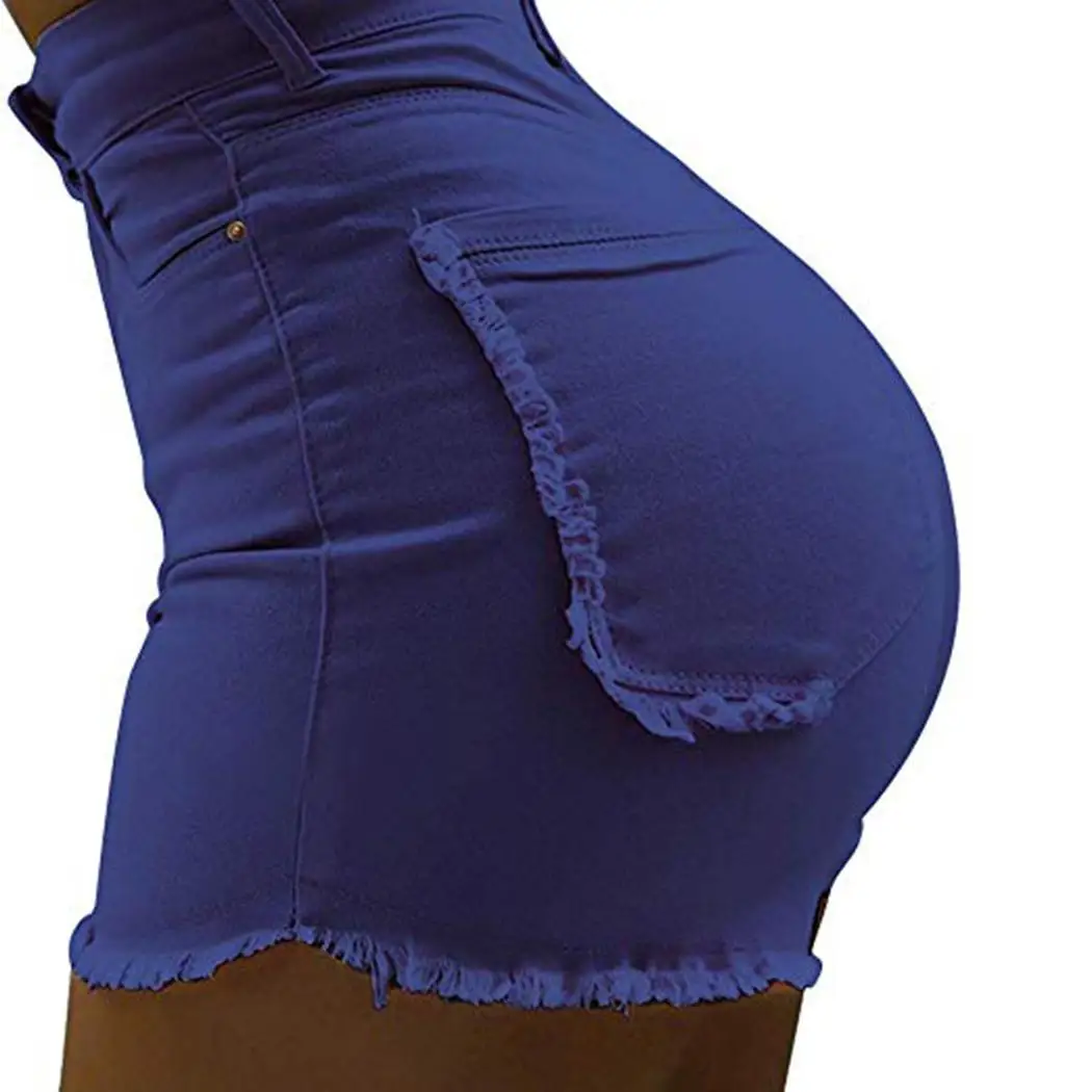 Модные Женские однотонные тонкие шорты с карманами и высокой посадкой