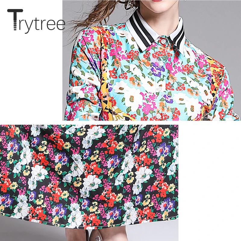 Платье рубашка Trytree женское с отложным воротником повседневное офисное платье