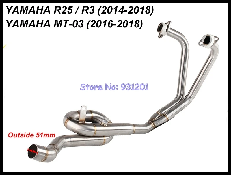 Для Yamaha YZF R25 R3 MT03 MT-03 выхлопная полная система мотоцикл Средней трубы заголовки Akrapovic выхлопной глушитель