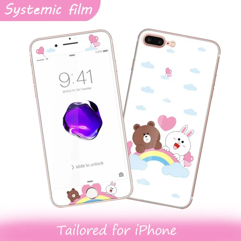 3D изогнутые матовые закаленное Стекло на для iPhone 7/7 плюс модные милые углеродного